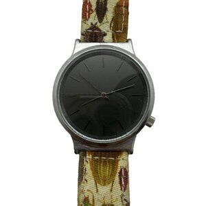 Komono The Wizard Quartz Women's Round Watch Gray Face Insects Print Canvas Band